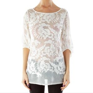 EUC Joan Vass New York Lace Top Sz S